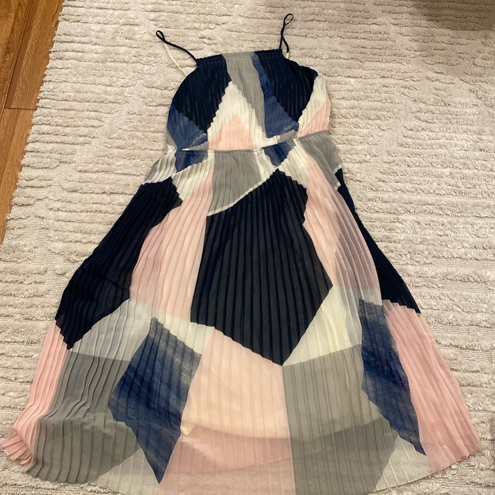 Banana Republic Abstract Pleated Dress Sz 8